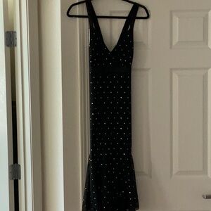 Cocktail dress with silver sparkle low back